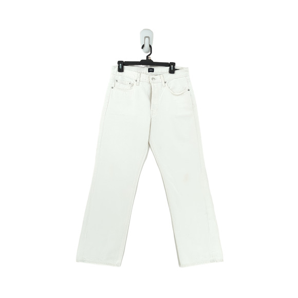 Edwin Women 28 Kali Ankle Jeans Eggshell White Vintage Straight Button Fly NEW - Picture 2 of 12